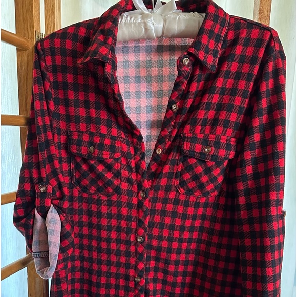Eden and Olivia Buffalo Plaid Long Sleeve Button Down Tunic Dress size Small - Picture 1 of 4